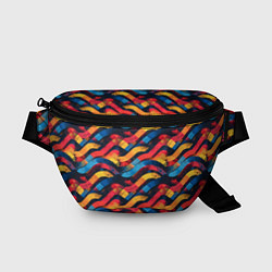 Поясная сумка Разноцветные полосы волны, цвет: 3D-принт