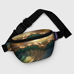 Поясная сумка Перламутровые блестящие волны радужных цветов, цвет: 3D-принт — фото 2