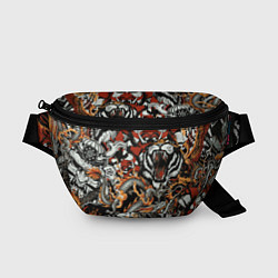 Поясная сумка Самурай дракон и тигр, цвет: 3D-принт