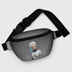 Поясная сумка Блондинка в белой футболке Cyberpunk 2077, цвет: 3D-принт — фото 2