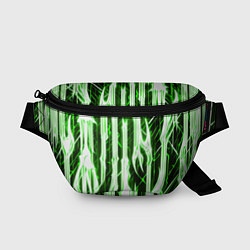 Поясная сумка Зелёные неоновые полосы на чёрном фоне, цвет: 3D-принт
