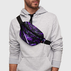 Поясная сумка Фиолетовый камень на чёрном фоне, цвет: 3D-принт — фото 2