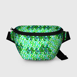Поясная сумка Зелёный узор и бело-чёрная обводка, цвет: 3D-принт