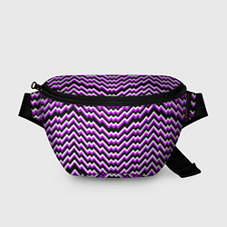 Поясная сумка Фиолетовые и белые ломаные линии, цвет: 3D-принт