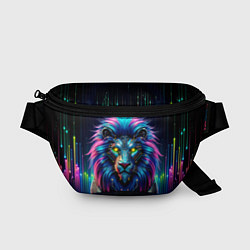 Поясная сумка Неоновый лев в стиле киберпанк, цвет: 3D-принт