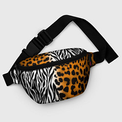 Поясная сумка Леопардовые пятна с полосками зебры, цвет: 3D-принт — фото 2