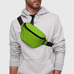 Поясная сумка Ярко-зелёный в маленькие чёрные полоски, цвет: 3D-принт — фото 2