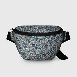 Поясная сумка Паттерн мозаика серый с голубым, цвет: 3D-принт