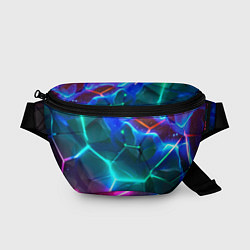 Поясная сумка Яркие неоновые радужные разбитые плиты, цвет: 3D-принт