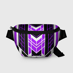 Поясная сумка Purple and black stripes on a white background, цвет: 3D-принт