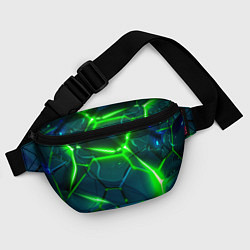 Поясная сумка Неоновые яркие зеленые разломленные плиты со свето, цвет: 3D-принт — фото 2