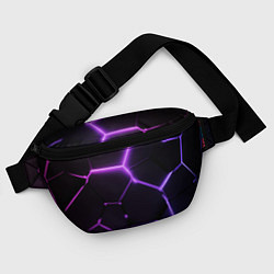 Поясная сумка Темные фиолетовые неоновые плиты в разломе, цвет: 3D-принт — фото 2