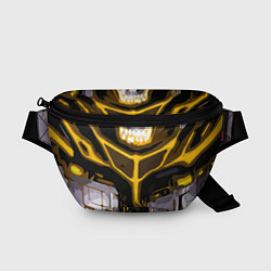 Поясная сумка Yellow stripes on a black and white background, цвет: 3D-принт
