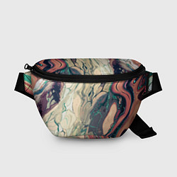 Поясная сумка Зелёно-розовый стилизованный абстракция