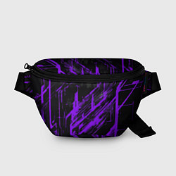 Поясная сумка Purple stripes on a black background, цвет: 3D-принт