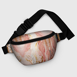 Поясная сумка Брызги розовых и золотых красок в хаотичных узорах, цвет: 3D-принт — фото 2