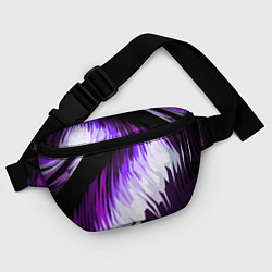 Поясная сумка Бело-фиолетовые острые полосы на чёрном фоне, цвет: 3D-принт — фото 2