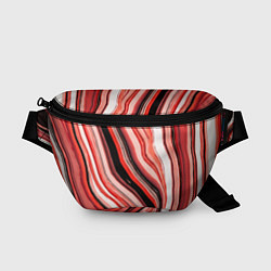 Поясная сумка Волнистые вертикальные чёрно-красные полосы, цвет: 3D-принт