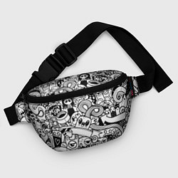 Поясная сумка Black and white doddle monsters, цвет: 3D-принт — фото 2