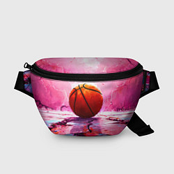 Поясная сумка Баскетбольный мяч у розовой стены, цвет: 3D-принт