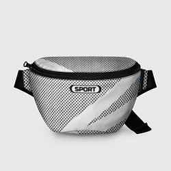 Поясная сумка Sport чёрно-белый с полосой, цвет: 3D-принт
