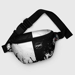 Поясная сумка Nasa черно белый огонь, цвет: 3D-принт — фото 2