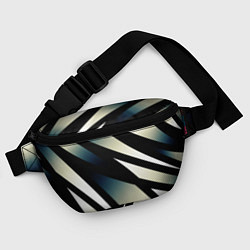 Поясная сумка Чёрно-белый с синим затемнением полосы, цвет: 3D-принт — фото 2