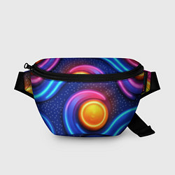 Поясная сумка Оранжевый круг и голубые линии текстура