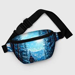 Поясная сумка Лыжник в зимнем лесу, цвет: 3D-принт — фото 2