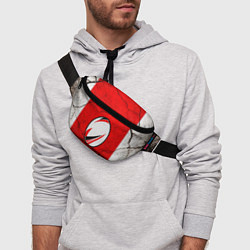 Поясная сумка Красно-белый мяч для регби, цвет: 3D-принт — фото 2