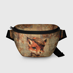 Поясная сумка Лисенок на винтажном фоне, цвет: 3D-принт