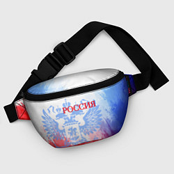 Поясная сумка Россия с гербом светлый бело-сине-красный, цвет: 3D-принт — фото 2