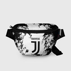 Поясная сумка Juventus черные краски абстракция, цвет: 3D-принт