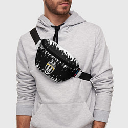 Поясная сумка Ювентус черно белый огонь, цвет: 3D-принт — фото 2