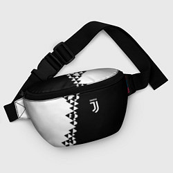 Поясная сумка Juventus черно белая геометрия текстура, цвет: 3D-принт — фото 2