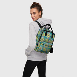 Рюкзак женский Хризантемы: бирюзовый узор, цвет: 3D-принт — фото 2