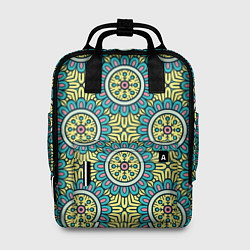 Рюкзак женский Хризантемы: бирюзовый узор, цвет: 3D-принт