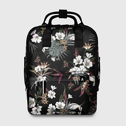 Рюкзак женский Белые цветы в темноте, цвет: 3D-принт