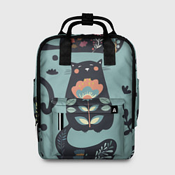 Рюкзак женский Цветочный кот, цвет: 3D-принт
