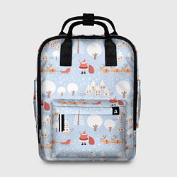 Рюкзак женский Дед мороз с оленями, цвет: 3D-принт