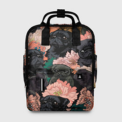 Женский рюкзак Мопсы и Цветы