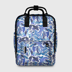 Рюкзак женский Рыбы-птицы Узоры, цвет: 3D-принт