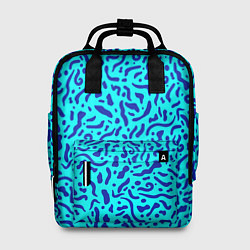 Рюкзак женский Неоновые синие узоры, цвет: 3D-принт