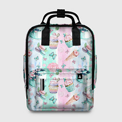 Рюкзак женский Сладости и бабочки Акварель, цвет: 3D-принт