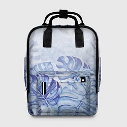 Рюкзак женский Синие листья, цвет: 3D-принт