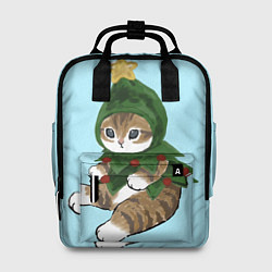 Рюкзак женский Кот-ёлочка, цвет: 3D-принт