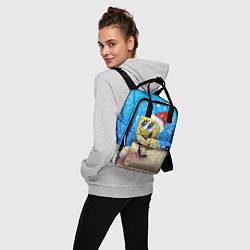 Рюкзак женский НОВОГОДНИЙ ГУБКА БОБ КВАДРАТНЫЕ ШТАНЫ, цвет: 3D-принт — фото 2