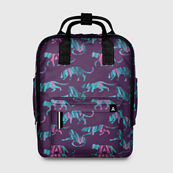 Рюкзак женский Тигры фейковый Glitch эффект, цвет: 3D-принт
