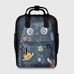 Рюкзак женский Космический кот в планетах, цвет: 3D-принт