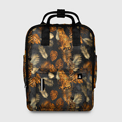 Рюкзак женский Тигры и листья Тропики, цвет: 3D-принт